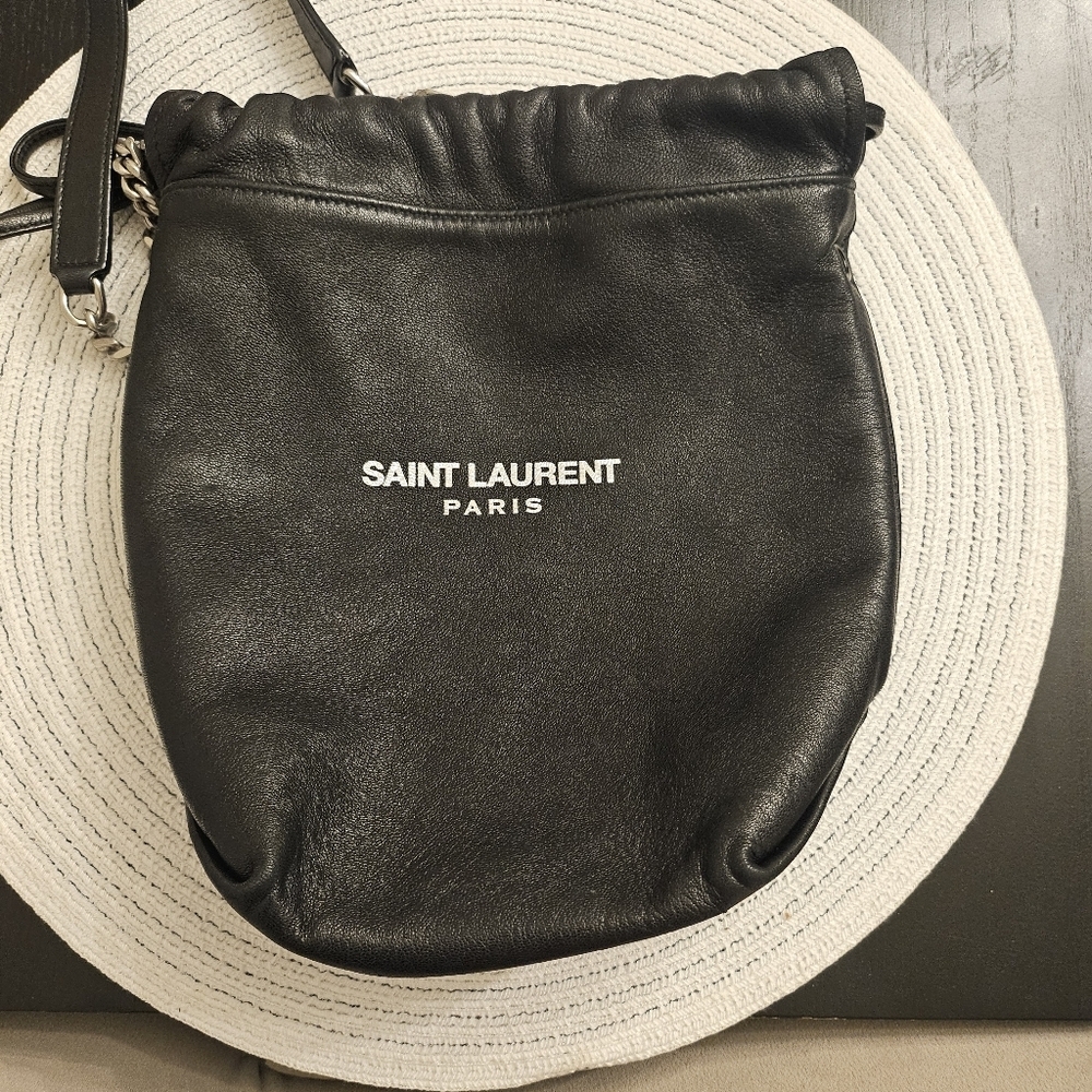 Saint Laurent Black Leather Teddy Bucket Bag - Picture 5 of 16